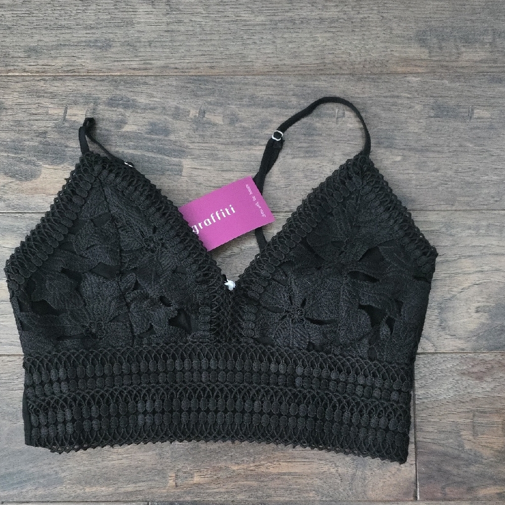 Graffiti Black Lace Camisole